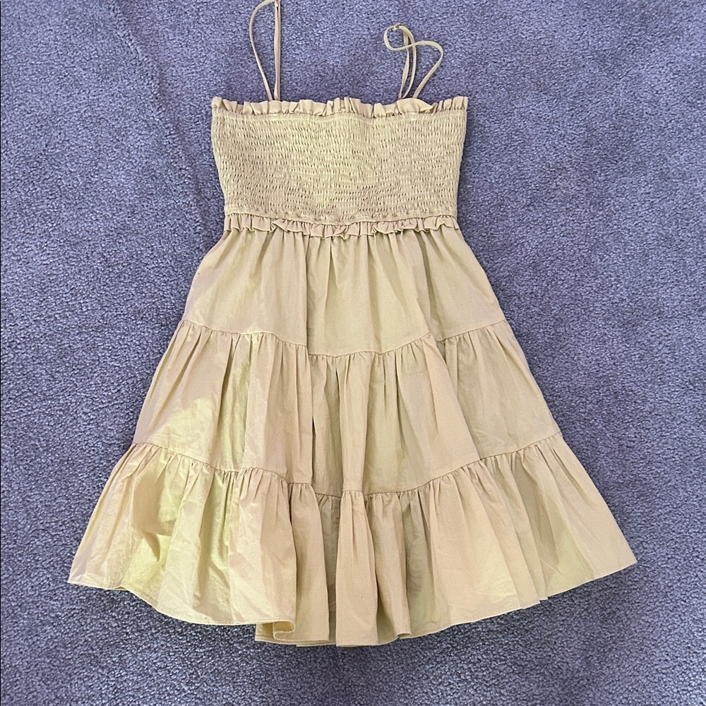 Elegant Yellow Smocked Women's Dress